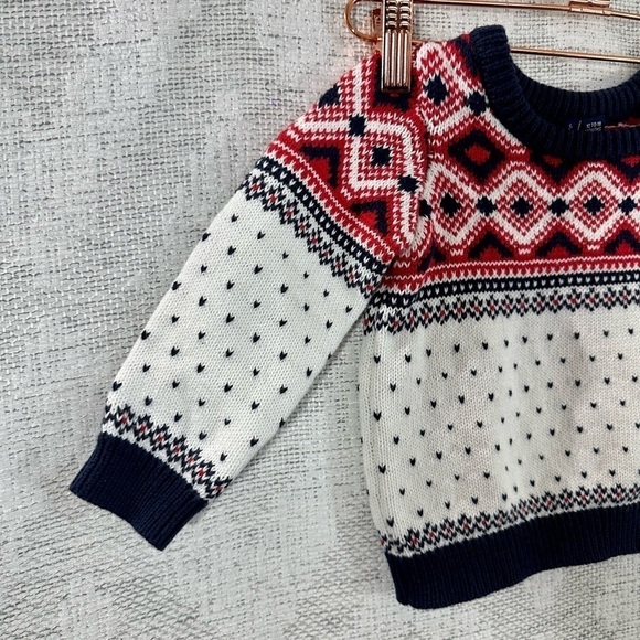 Janie and Jack Fairisle sweater with hearts size 12 - 18M - Picture 4 of 8